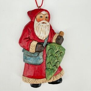 Kurt Alder Santas World Handcrafted Santa Claus Christmas Ornament Wood Folk Art